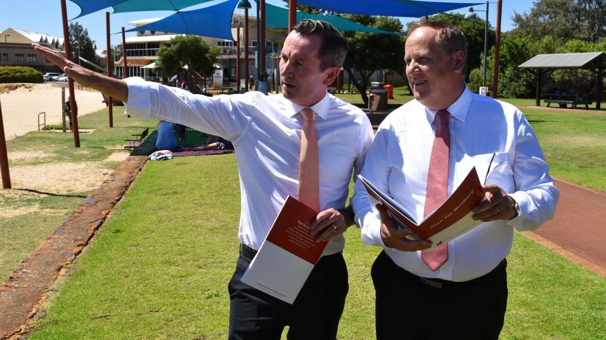 WA Labor leader Mark McGowan and Labor candidate for Bunbury Don Punch. Photo: Andrew Elstermann.