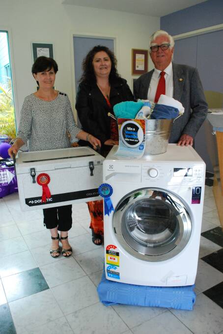Aqwest acting chairman Neville Eastman with national water week competition winners Ros Piggott and Colleen Seymour.