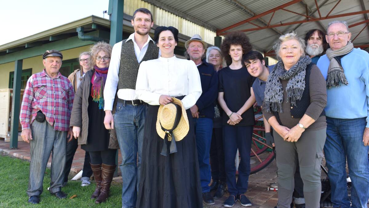 Action: Lead actors Dave Evans and Lynda Tink stand with the crew just before production begins on the film of John Boyle O'Rilley's life at Kings Cottage.