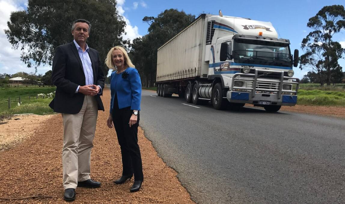 Federal minister for infrastructure and transport Darren Chester and Federal Member for Forrest Nola Marino have confirmed a $2.1 million upgrade of Railway Road, Boyanup. Photo: Supplied. 
