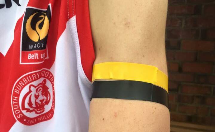 Bunbury and South Bunbury Football Club colts players donned black and yellow armbands on Sunday to remember a young life lost to suicide.