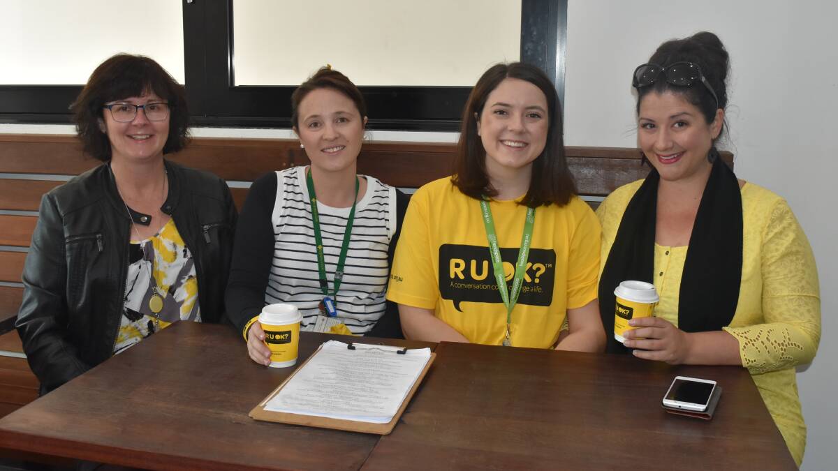 Bunbury mental health crusaders Nicky Smith, Kendra Grace, Penny McCall and Marie Eckersley were at the Townhouse Cafe on Thursday morning to ask community members 'R U OK?' over a cup of coffee. 