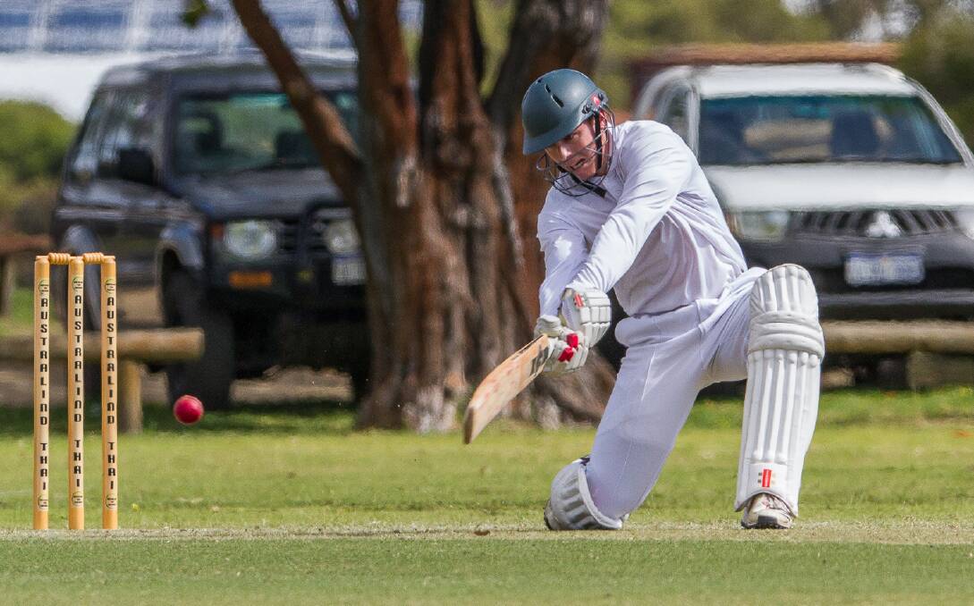 Ton hunting: For the second time this season, Leschenault's Thomas Buchanan has finished an innings not out in the 90s. Photo: Ashley Pearce.
