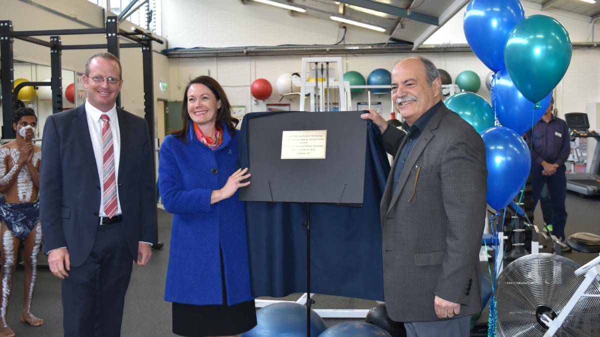 SWIT managing director Duncan Anderson, Training and Workforce Development Minister Liza Harvey and Bunbury MLA John Castrilli pictured in 2015 at the opening of the $900,000 training facility. 