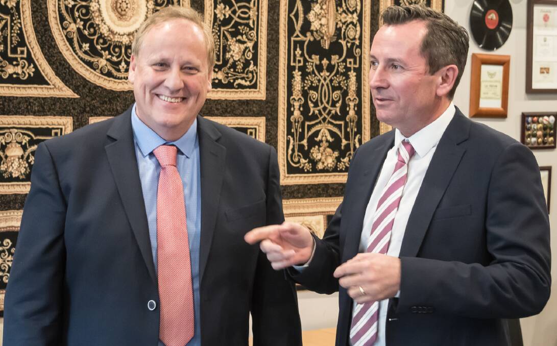 Teamwork: Labor candidate for Bunbury Don Punch and WA opposition leader Mark McGowan have warned the Liberal Party not to consider Bunbury as a safe seat ahead of the 2017 election. Photo: Jem Hedley. 