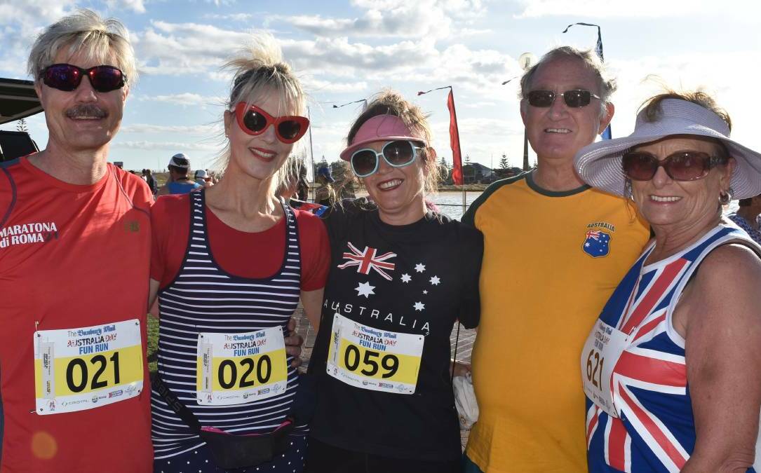 Paul and Kriek van Zyl, Kayla Maritz and Freddie and Bettie Dickason enjoying the 2016 Australia Day Fun Run, hosted by the Bunbury Runners Club. This year's event promises to be just as special!