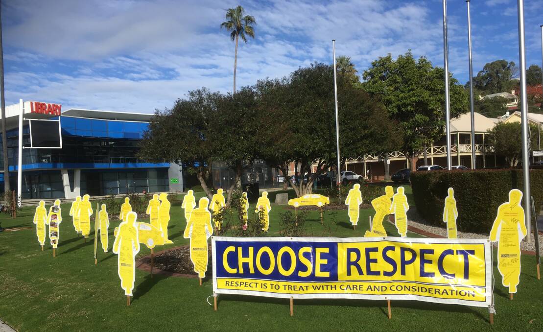 A number of silhouettes have been put on display at Bunbury's Anzac Park as a visual reminder of the importance to choose respect in the community. 