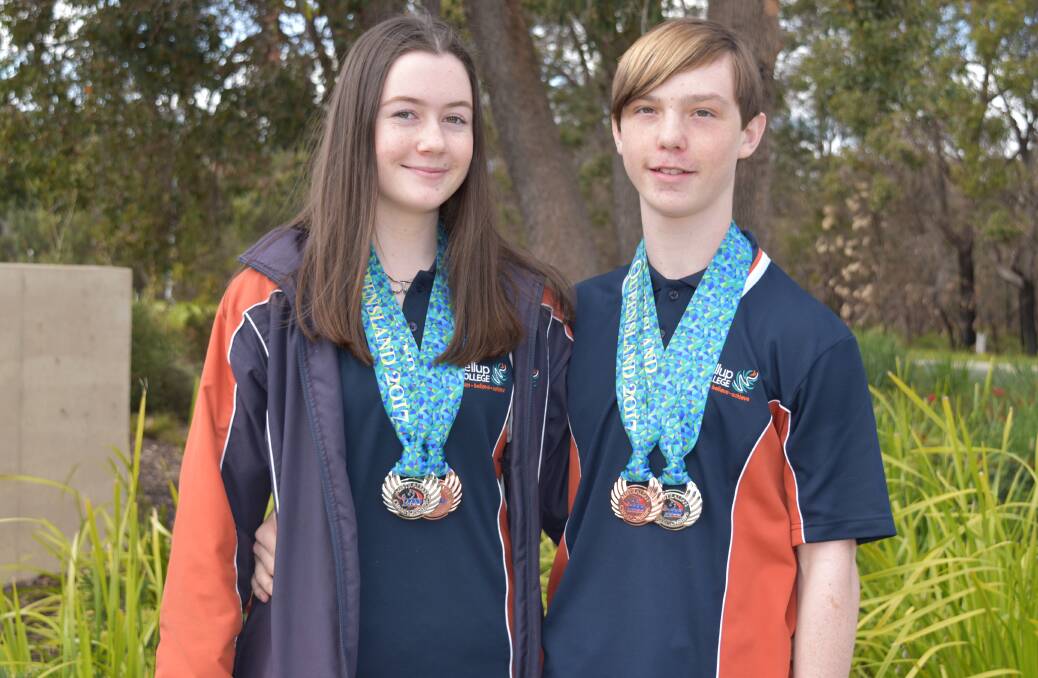 Champions in the making: Bunbury artistic roller skaters Madison Bright and Andrew Beattie will travel to Brisbane next week to represent Australia at the 2017 Oceania Championships. Photo: Andrew Elstermann. 