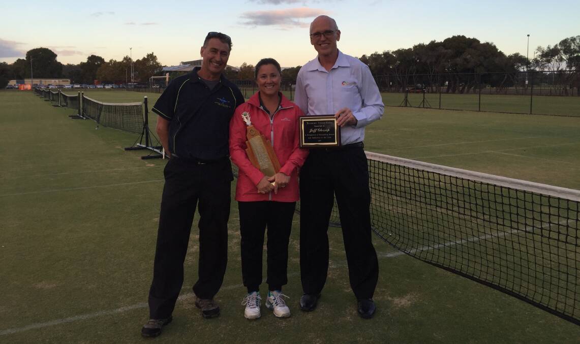 Phil Wright, Amanda Kongras and Jeff Glossop were recently recognised for all their contributions to Bunbury Tennis Club. 