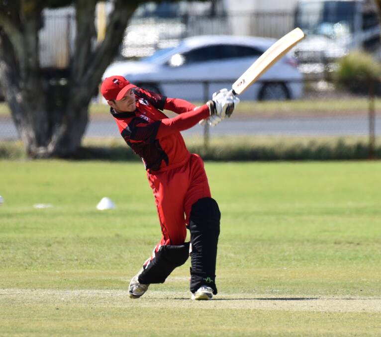 Whack: Hay Park's Ashley Sbizzirri notched a half century in his side's A grade win over Collie on Saturday. The Redbacks posted 8/180 and bowled the Coalminers out for 165 in return. Photo: Andrew Elstermann. 