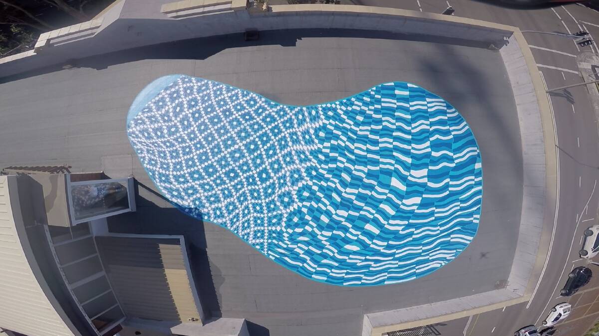 RIPPLING EFFECT: The hidden pool mural will eventually be looked down upon by potentially thousands of pairs of eyes each day.