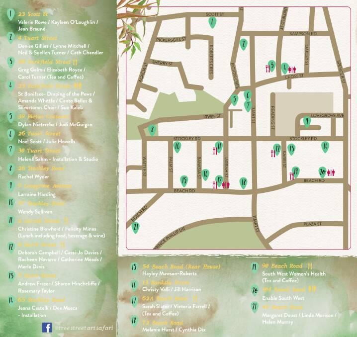 The map of locations in this year's Art Safari. 