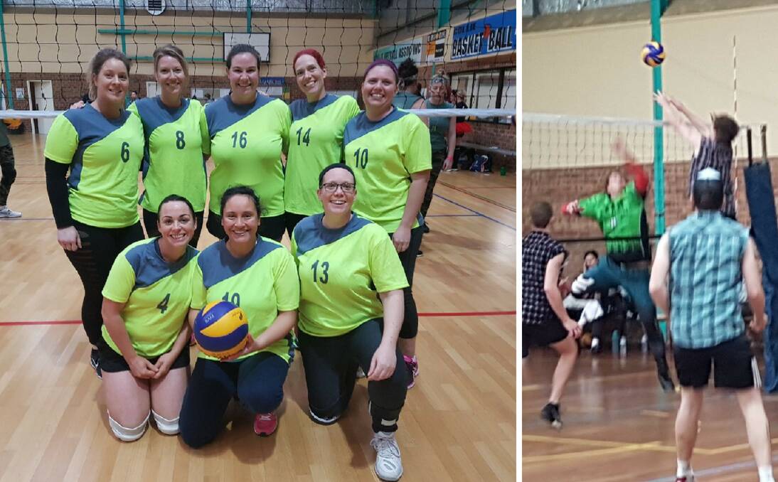 At the tournament: Bunbury Volleyball Association teams Sugar and Spikes and BVA Bogans played against athletes from around the state during the 2018 Collie Coal Cup. Photos: Supplied.