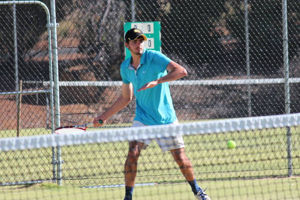 Quite the smash: Bunbury's Sam Galati took out the Men's Singles Championship at the Boyup Brook Open Tennis Tournament earlier this month. Photo: Supplied. 