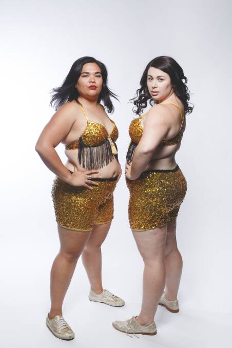 Out in style: Kellee Aberg and Rosie Sitorus starring in Fat Girls in Bike Shorts at Bunbuy Fringe. Photo: Supplied. 