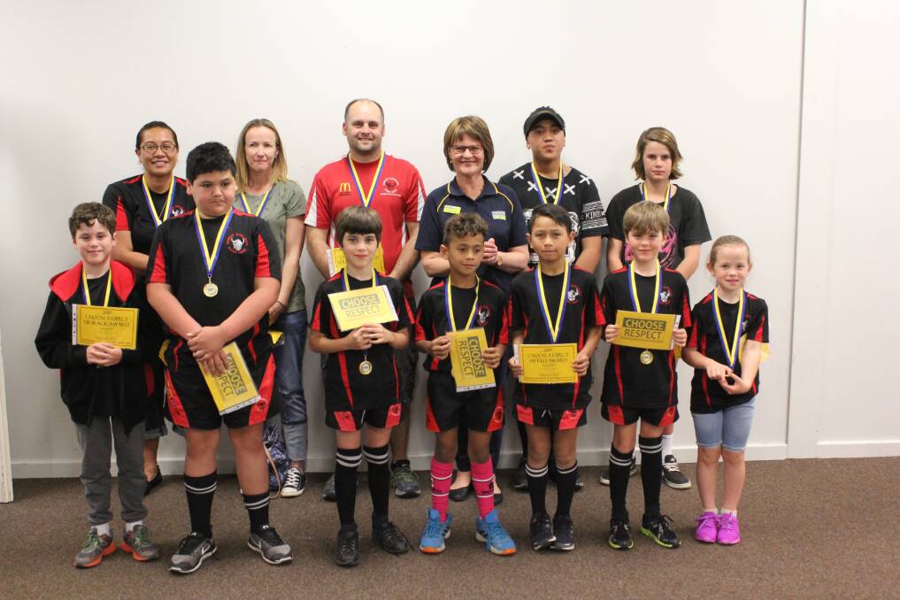 Congratulating the team: Bunbury Junior Barbarians were celebrated for championing the Choose Respect program. Photo: Supplied. 