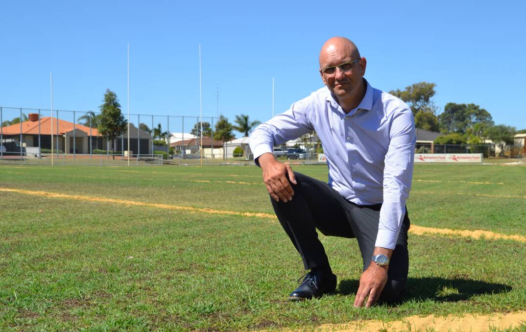 Opportunity grows: Shire of Dardanup engineering and development services director Luke Botica inspects Glen Huon Oval's playing Surface. Photo: Thomas Munday. 