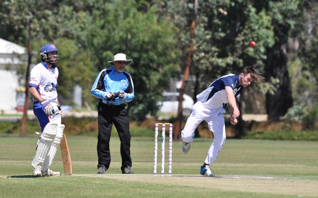 Bowling: Jack Wilson took 1/12 from seven overs during Marist's semi-final showdown with Eaton last Saturday. Photo: Thomas Munday.  