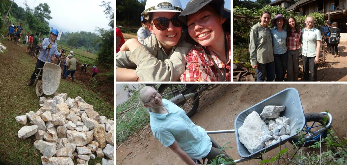 Team work: Cassey Stirling, Grace de Chaneet, Caitlin Shaw and Saskia Harwood in Vietnam during the school holidays. Photos: Supplied. 