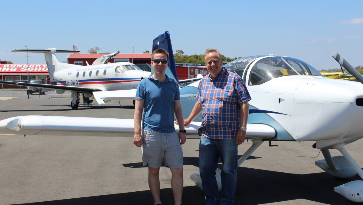 Former Bunbury pilot Scott Palmer with Member for Bunbury Don Punch. 