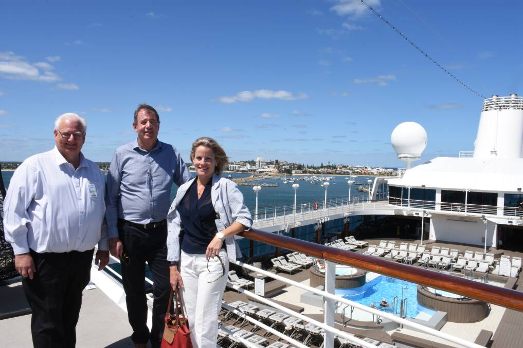 Cruise Bunbury acting chairman Mark Exeter, Mayor Gary Brennan and South West Development Commission acting chief executive Rebecca Ball. 