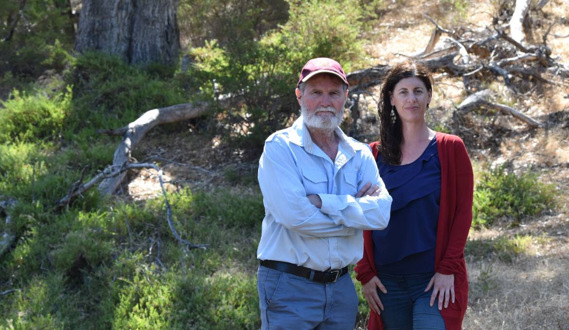 Draw the line: Members of the Save Dalyellup Bushland group Peter Ashton and Kerry Bemrose would like to see the development axed. Picture: Emily Sharp. 