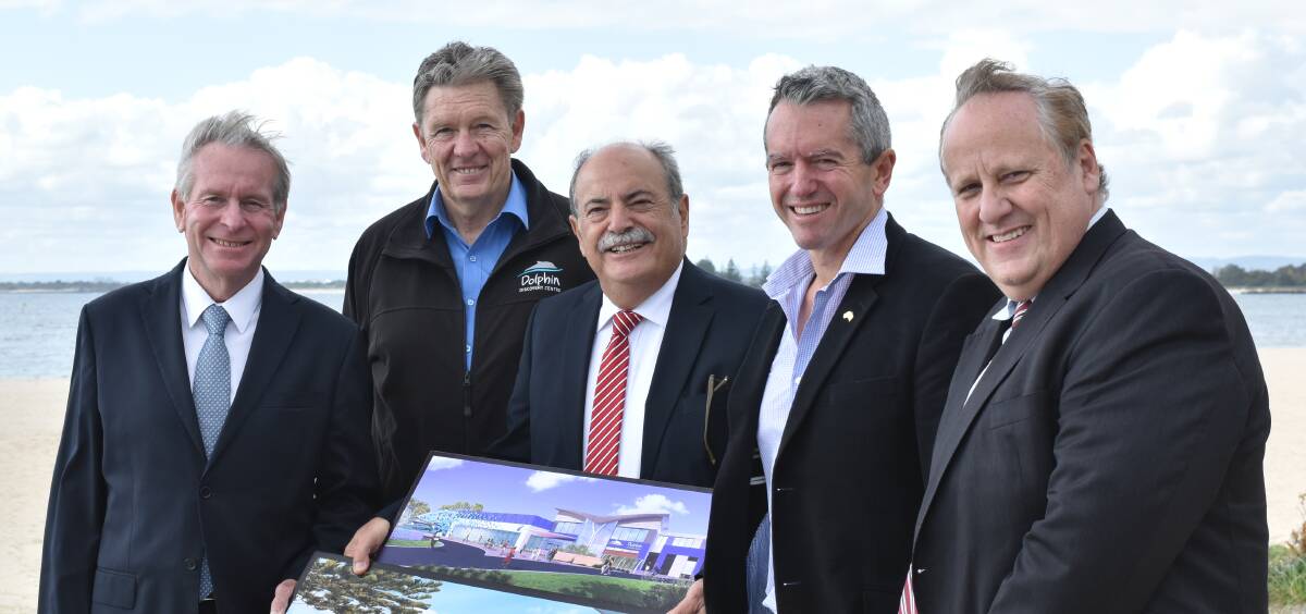 In the running: Don Punch, right, with Colin Barnett, David Kerr, John Castrilli and Terry Redman at a May 13 Koombana Bay development announcement. Photo: Jeremy Hedley