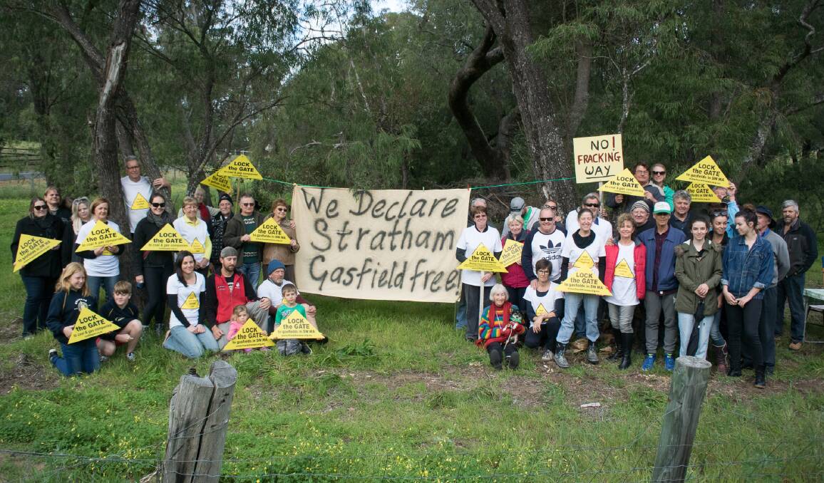 Gasfield-free: Residents of Stratham and supporters presented their declaration to Capel shire president Murray Scott at a ceremony on Sunday. Photo: Jeremy Hedley