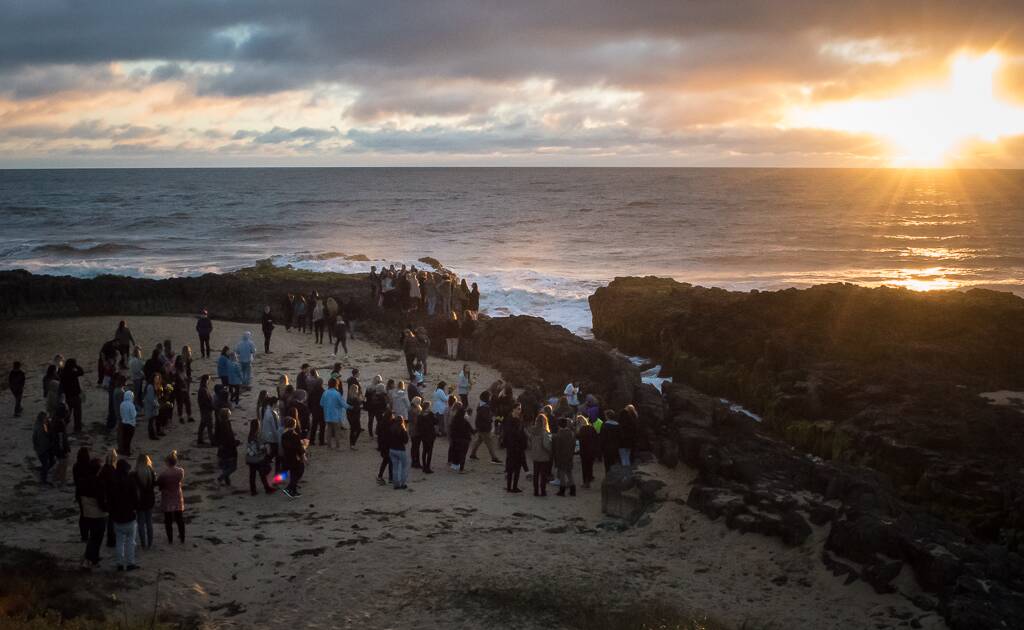 Finding the shore: So many people, and so young. Too young to be farewelling one of their own, but there they were, their gentleness and tenderness just heartbreaking.