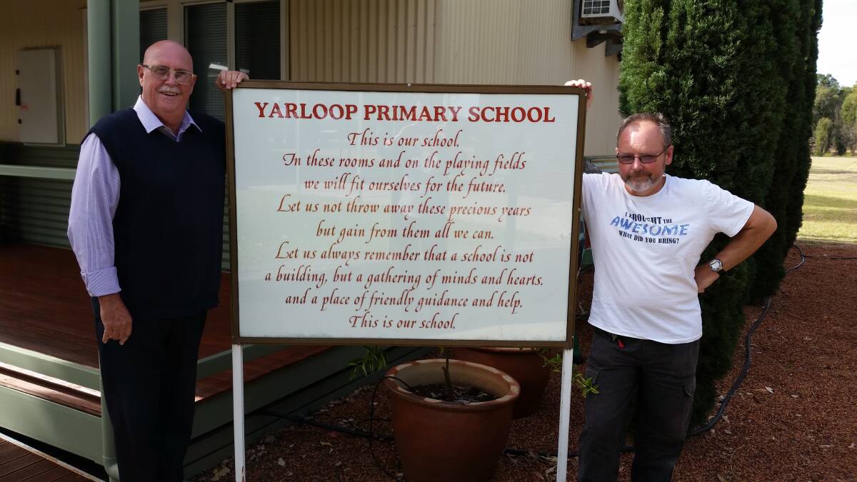 Yarloop Primary School principal John Collis and YouthCARE chaplain Darrell Higginbottom.