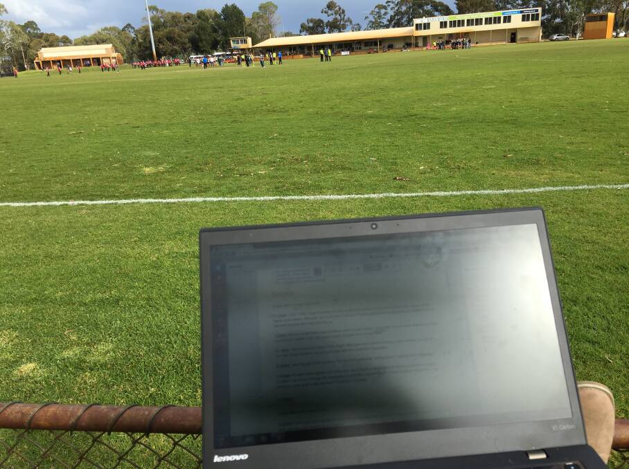 A little different view from the Bendigo Bank Stadium sky box today, but I must say I'm enjoying the good weather Pinjarra has turned on (so far), sitting on the boundary.