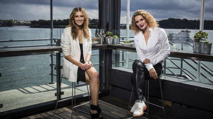 Kate Waterhouse talks to actor Danielle Cormack at the Sydney Theatre Company Bar. Photo: Dominic Lorrimer