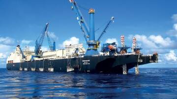 The pipeline installation ship contracted by Woodside to lay pipe for its Scarborough gas project. (HANDOUT/SAIPEM)