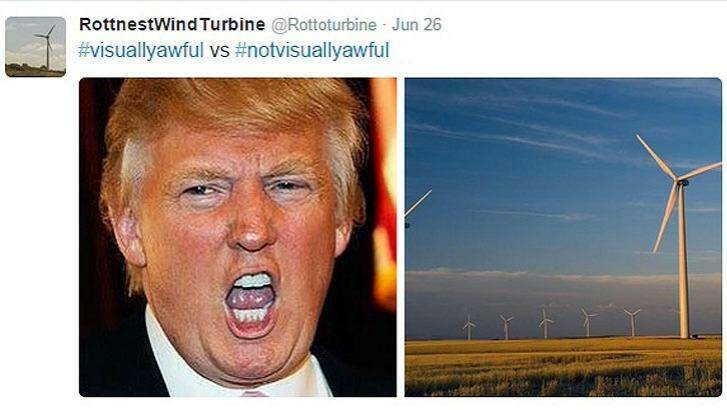 Rottnest's wind turbine has taken to Twitter after the PM described them as visually awful Photo: Twitter