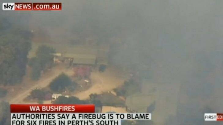 WA Police offered a $50,000 reward to identify firebug involved in the Baldivis fire. Photo: Sky News / Twitter