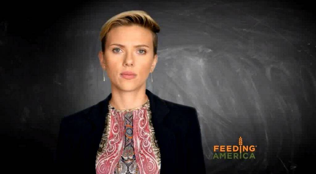 Scarlett Johansson has revealed that her family received public food assistance. Photo: YouTube/Ad Council