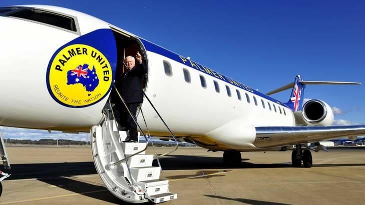 On his jet: Clive Palmer is making an impact in the Western Australia byelection. Photo: Jay Cronan