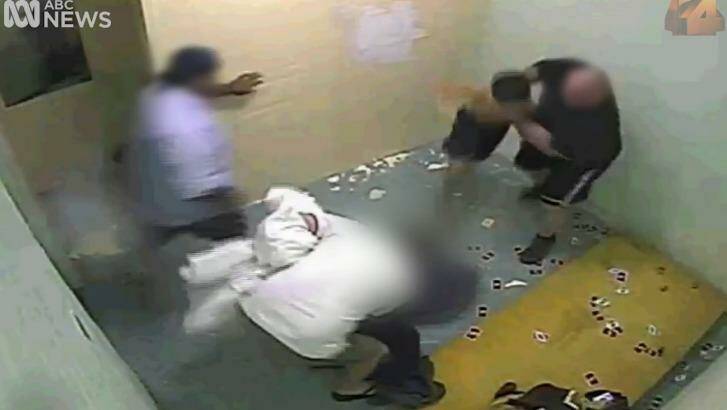 Youths are manhandled by corrections system staff in the ABC footage. Photo: ABC Four Corners