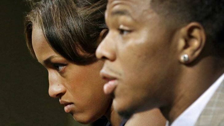 Ray Rice was pictured knocking wife Janay (pictured with Rice) out cold in an Atlantic City casino.
