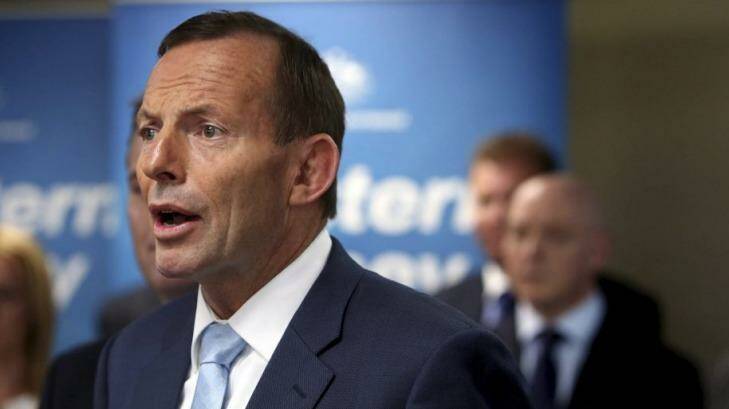 Prime Minster Tony Abbott at Liverpool Council in western Sydney announces roads funding to support a second airport at Badgerys Creek Photo:  Sasha Woolley