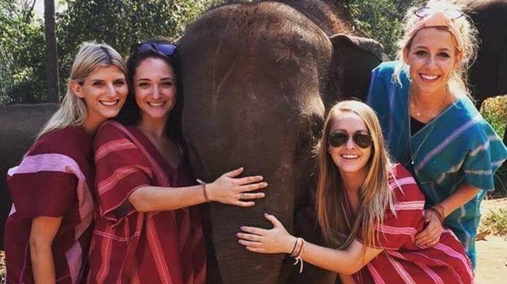 Sophia Brockman (lower right) fell "violently ill" with food poisoning after drinking a Vietnamese iced coffee. Photo: supplied