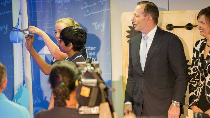 Prime Minister Tony Abbott opens the Ian Potter Foundation Technology Learning Centre in Deakin.
 Photo: Jamila Toderas