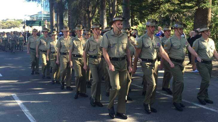 Thousands lined the streets of Perth as the Anzac Day parade got underway. Photo: Adrian Beattie