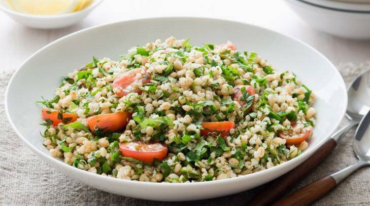 Legumes and grains, such as those in quinoa and wheat berry tabbouleh, are good for the heart and bowel.