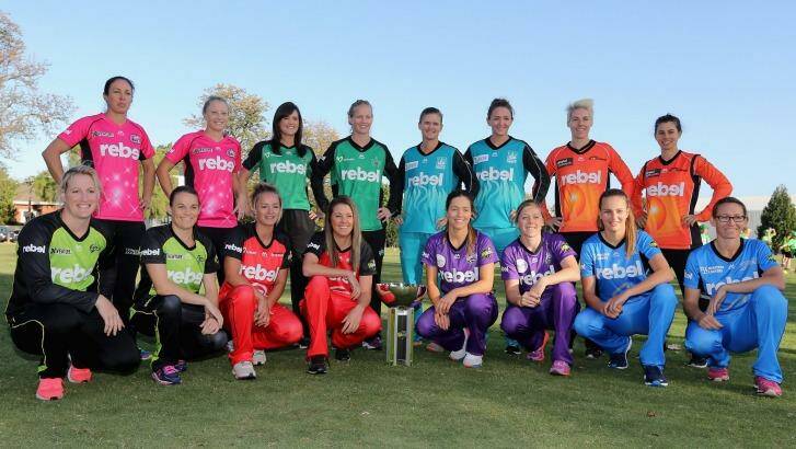 Representatives from each team at the launch of the Women's Big Bash League. Photo: Wayne Taylor