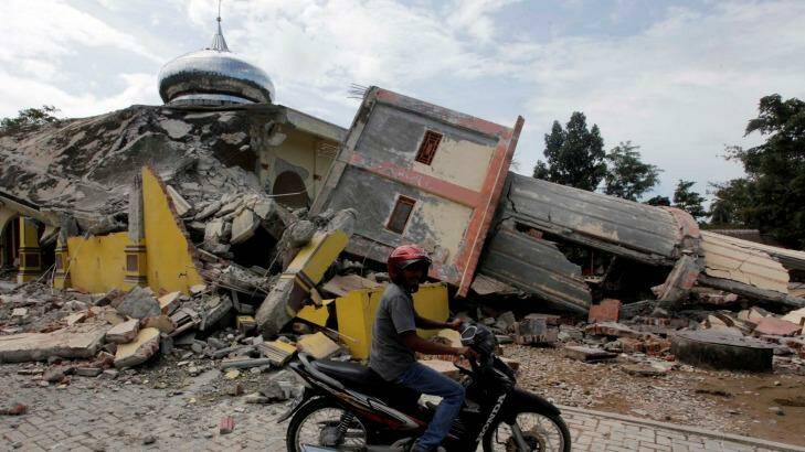 An Islamic centre that collapsed in the Aceh earthquake. Photo: Jefri Tarigan