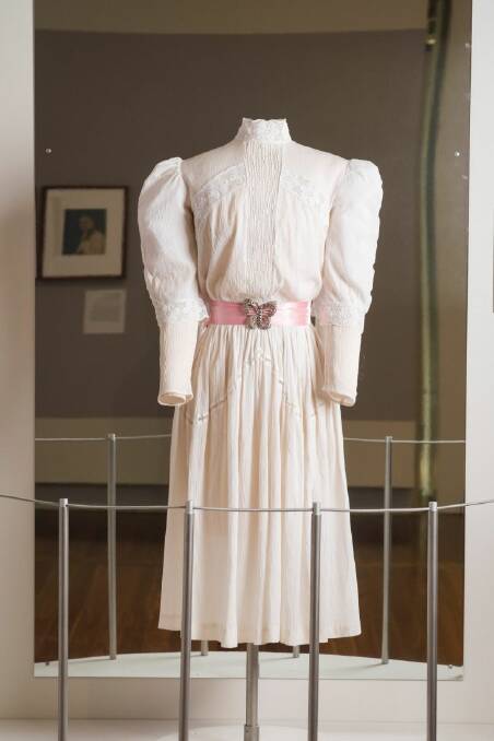 This delicate white dress was deisnged by Judith Dorsman worn by Anne-Louise Lambert as Miranda for the movie Picnic at Hanging Rock 1975. Photo: Dion Georgopoulos