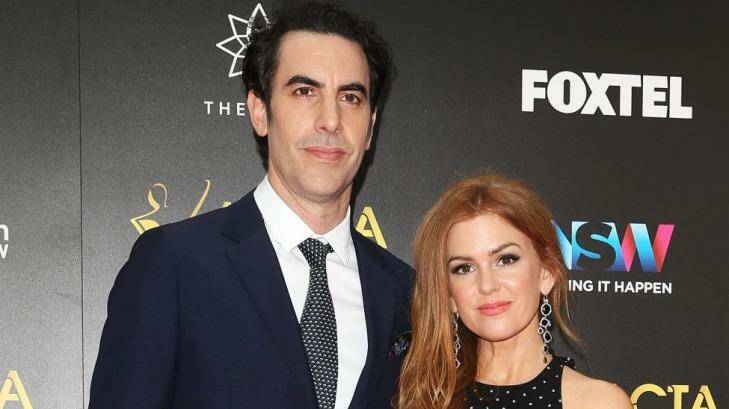 Sacha Baron Cohen and Isla Fisher at the 6th AACTA Awards in Sydney on Wednesday. Photo: Caroline McCredie/Getty
