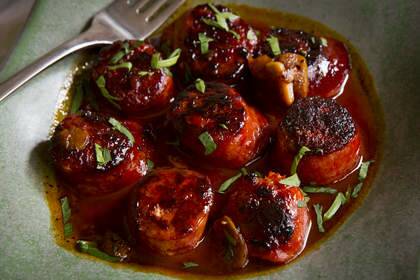 Chorizo cooked in cider