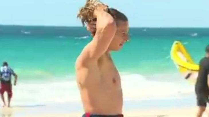 Fyfe looks in good shape for pre-season after completing the Rottnest crossing on Sunday. Photo: 9 News Perth